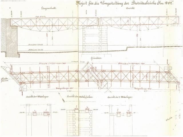 dokumentace k oprave mostu v roce 1900