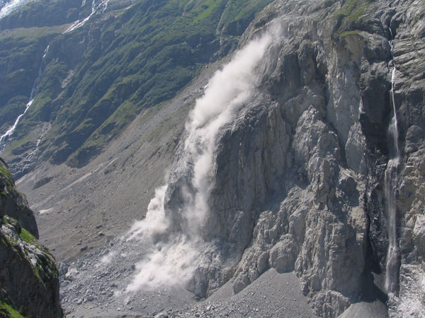 Rock fall at Eiger (WikiPedia)