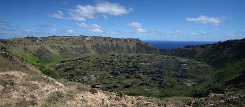 Rano Kau crater on Rapa Nui.