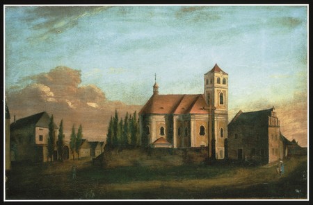 Horický kostel na obraze P. Huga Seykory z r. 1820