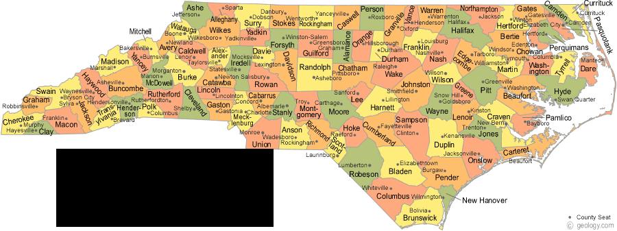 Map Of North Carolina By County. north-carolina-county-map