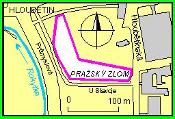 Prírodní památka Pražský zlom - mapka