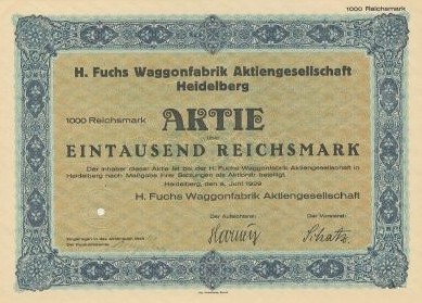 Aktie H. Fuchs Waggonfabrik