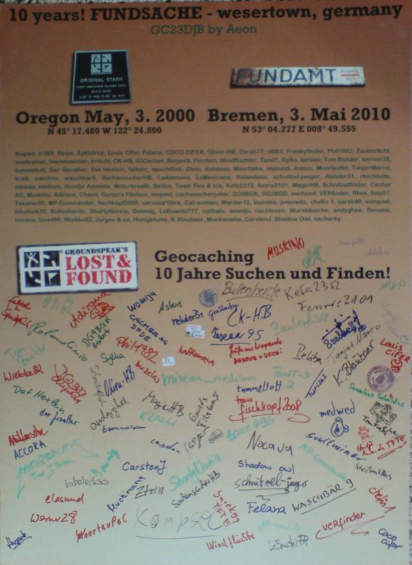 Event-Logbuch 10 years! FUNDSACHE - wesertown, germany