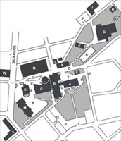 Kart over de ulike byggene på Campus Hamar