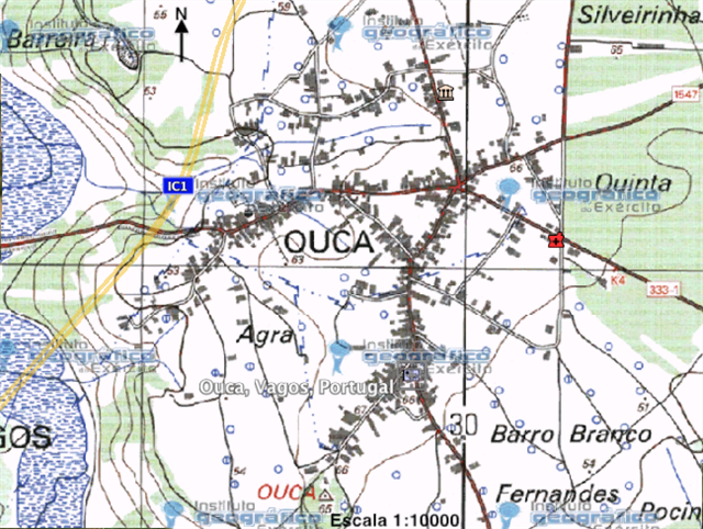 Mapa topografico de Ouca