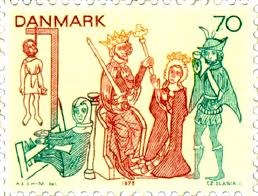 Danish stamp with mural from Tirsted Church - Dänischer Stempel mit Wandbild von der Tirsted Kirche - Frimærke med kalkmaleri fra Tirsted kirke