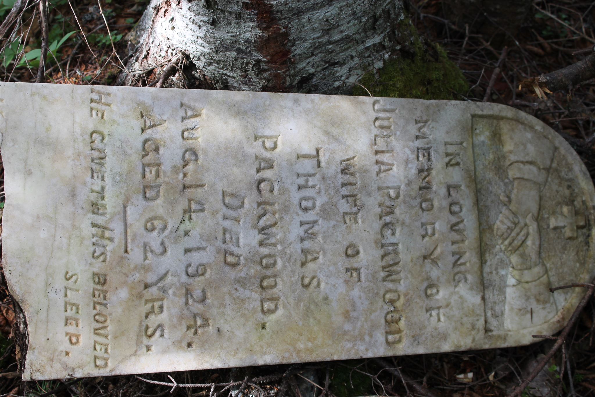 An example of a fallen headstone