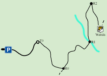 Sketch map showing the route to Wanda