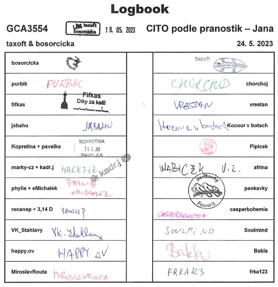 GCA3554 - CITO podle pranostik - Jana - logbook