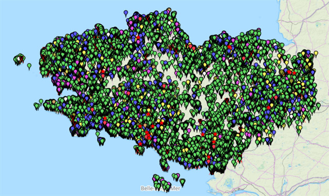 Carte Géocaching en Bretagne