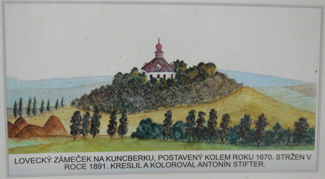 Kresba byvaleho loveckeho zamecku na Kuncberku