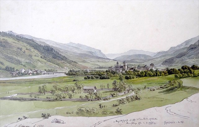 Ilanz 1821 - Ansicht vom Westen