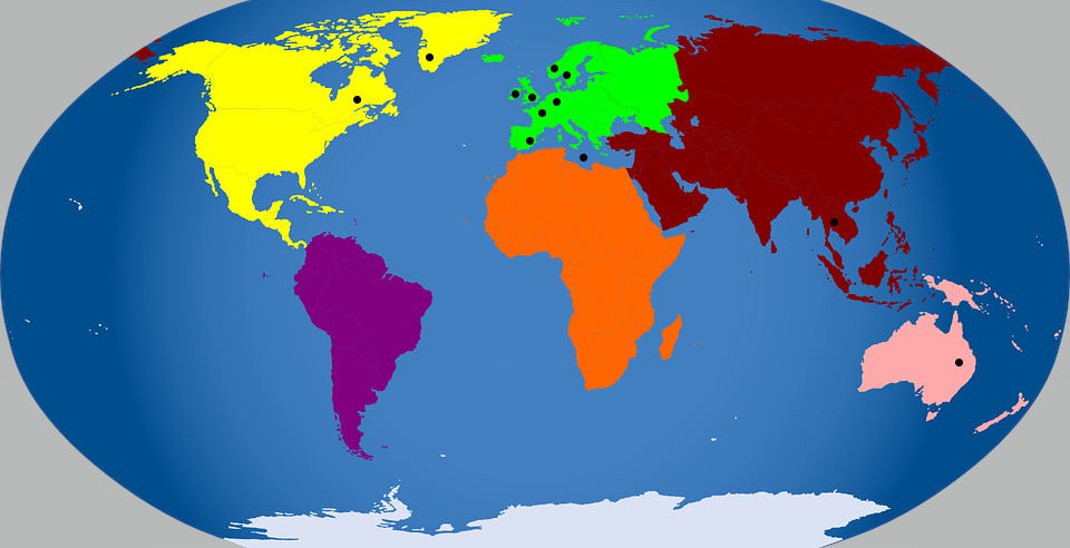 World map showing cache locations