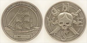 Pirate Treasure Geocoin - Antique Silver
