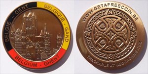 Geocoin Belgium/Ghent (Antique Gold)