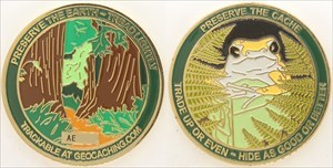 Forest Cache Frog Geocoin - Shiny Gold