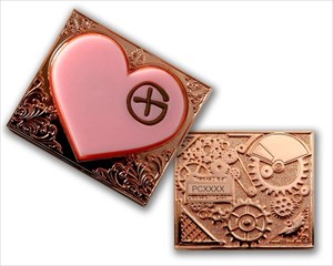 Steampunk Heart Geocoin (Pink &amp; Copper)