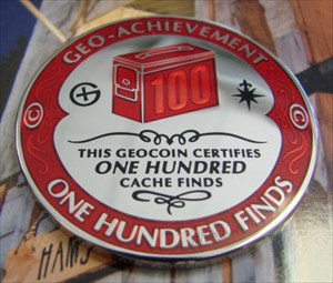 100 Finds Geo-Achievement Geocoin