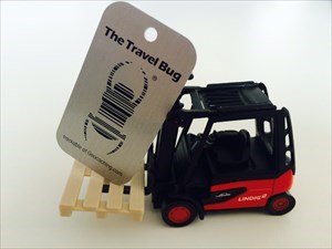 #A little red forklift travels around the world