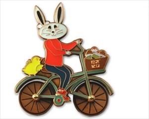 Easter Bunny Bicycle Geocoin - Antik Kupfer XLE 75
