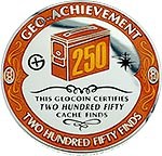 BBosman&#39;s 250 Finds Geo-Achievement Geocoin