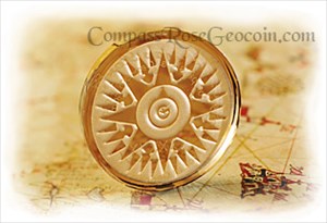 Crystal Compass Rose Geocoin - Earth Stone