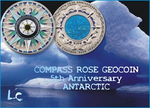 Compass Rose Geocoin 5th Anniversary *Antarctic*