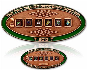 2 Million Geocaches Geocoin antik kupfer 1v50