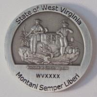 Silver version of West Virginia Geocoin