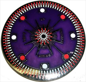 Cosmic compass Geocoin purple front