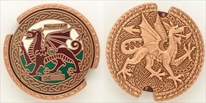 Welsh Dragon Spinner Geocoin - Copper
