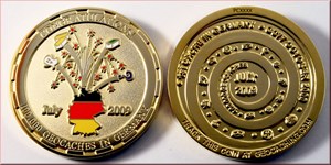 100000 Caches Germany Geocoin foggy gold 1v50