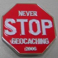 Never STOP Geocaching Geocoin
