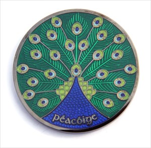 Orion&#39;s Celtic Peacock Geocoin (front)