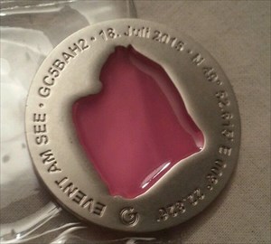Event am See Geocoin silber rosa