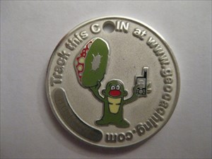 Happy Caching - Toadstool Geocoin