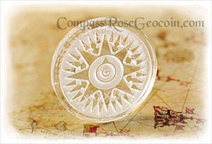 Crystal Compass Rose Geocoin - Glacier Ice edition