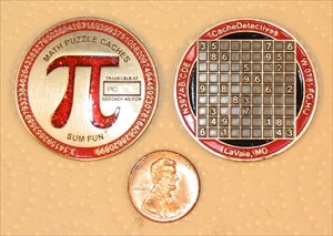 Red Pi Math Puzzle Geocoin
