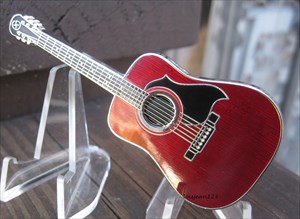 Acoustic Guitar Geocoin Maroon Edition front