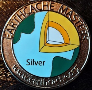 Earthcache Master Geocoin Silver front