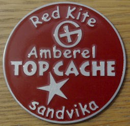 Amberel TOP CACHE geocoin Red Kite