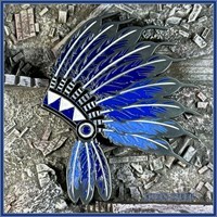 Indian Headdress Geocoin [AS/blue]