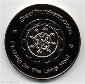 GeoTruckers Geocoin pol silver front