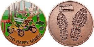 Two Happy Hikers Geocoin