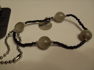 AMTg Bracelet Grey With Black Seed Beads
