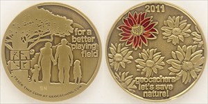 Save Our Playing Field Geocoin 2011 - Antik Gold