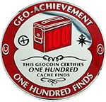 BBosman&#39;s 100 Finds Geo-Achievement Geocoin