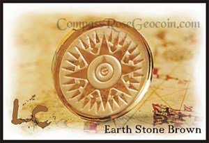 Compass Rose Crystal Geocoin *Earth Stone Brown*