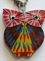 alterschwede46&#39;s multicolored wood owl key ring
